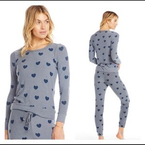 CHASER Lounge Top Blue Hearts Hacci Pullover